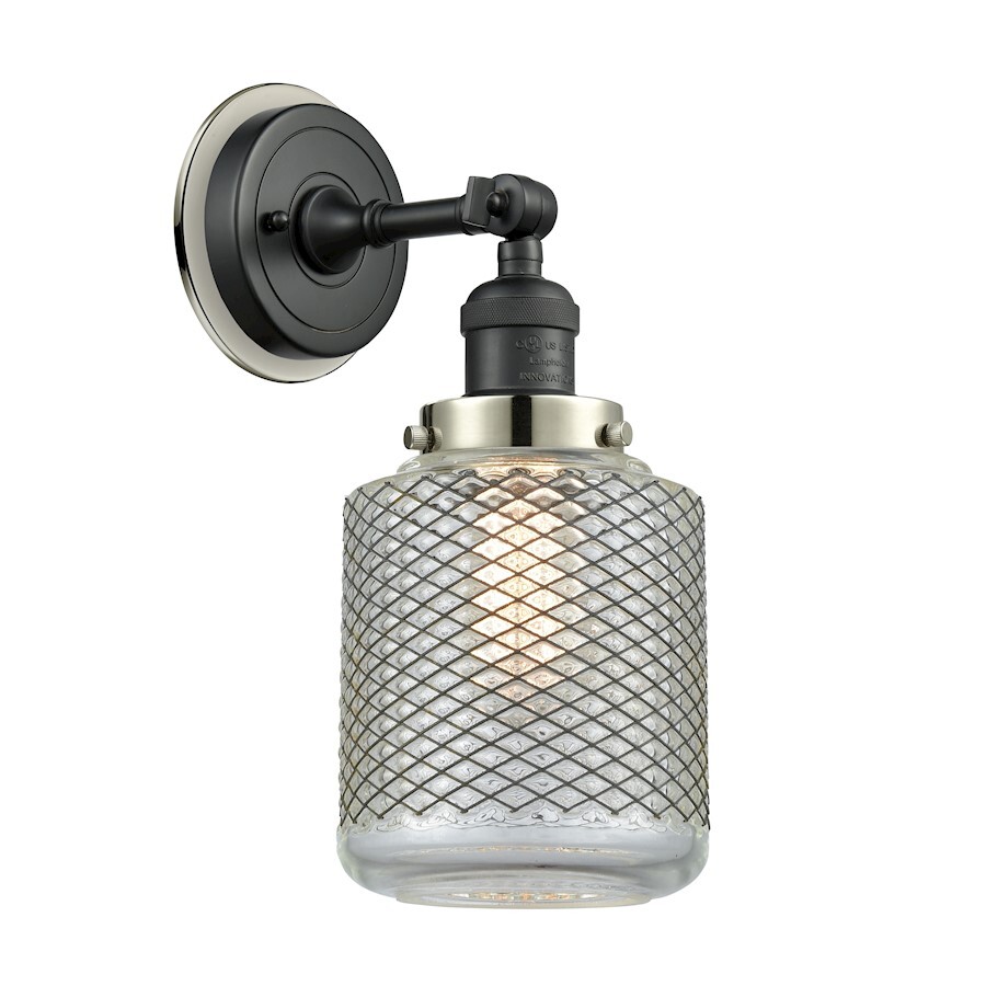 Innovations FR Stanton 1 Light Sconce, BK - 203BK-BPPN-HRPN-G262