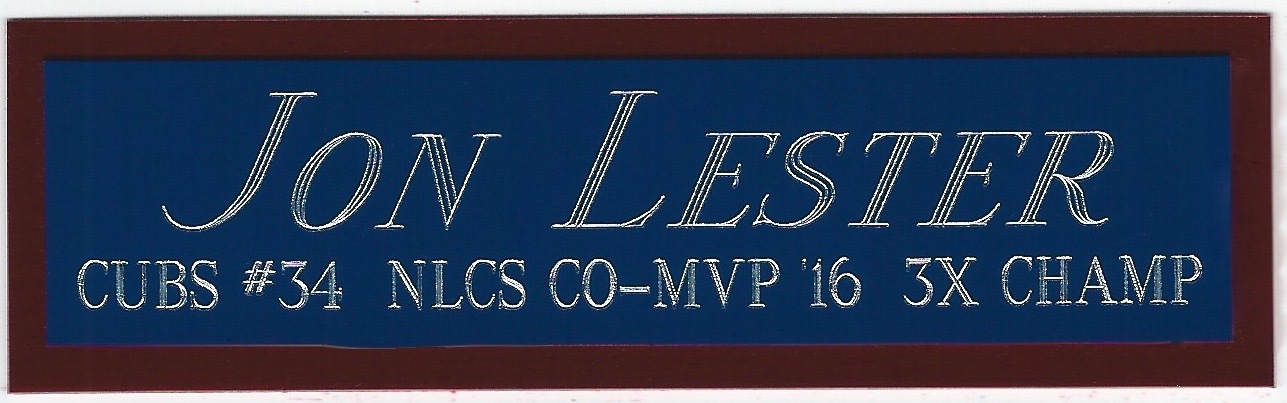 JON LESTER CUBS NAMEPLATE FO AUTOGRAPHED SIGNED BAT-BASEBALL-JERSEY-PHOTO-RUBBER