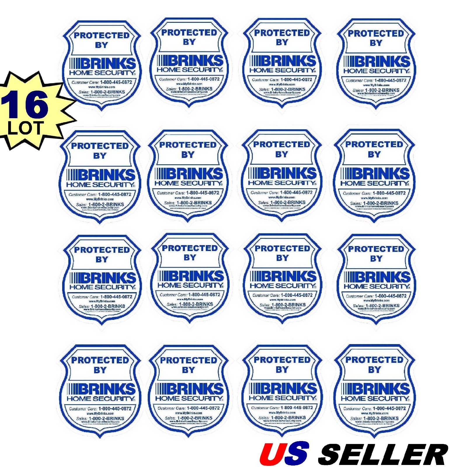 16 BRINKS ADT Home Security Alarm System Blue Badge Warning Sticker Decals