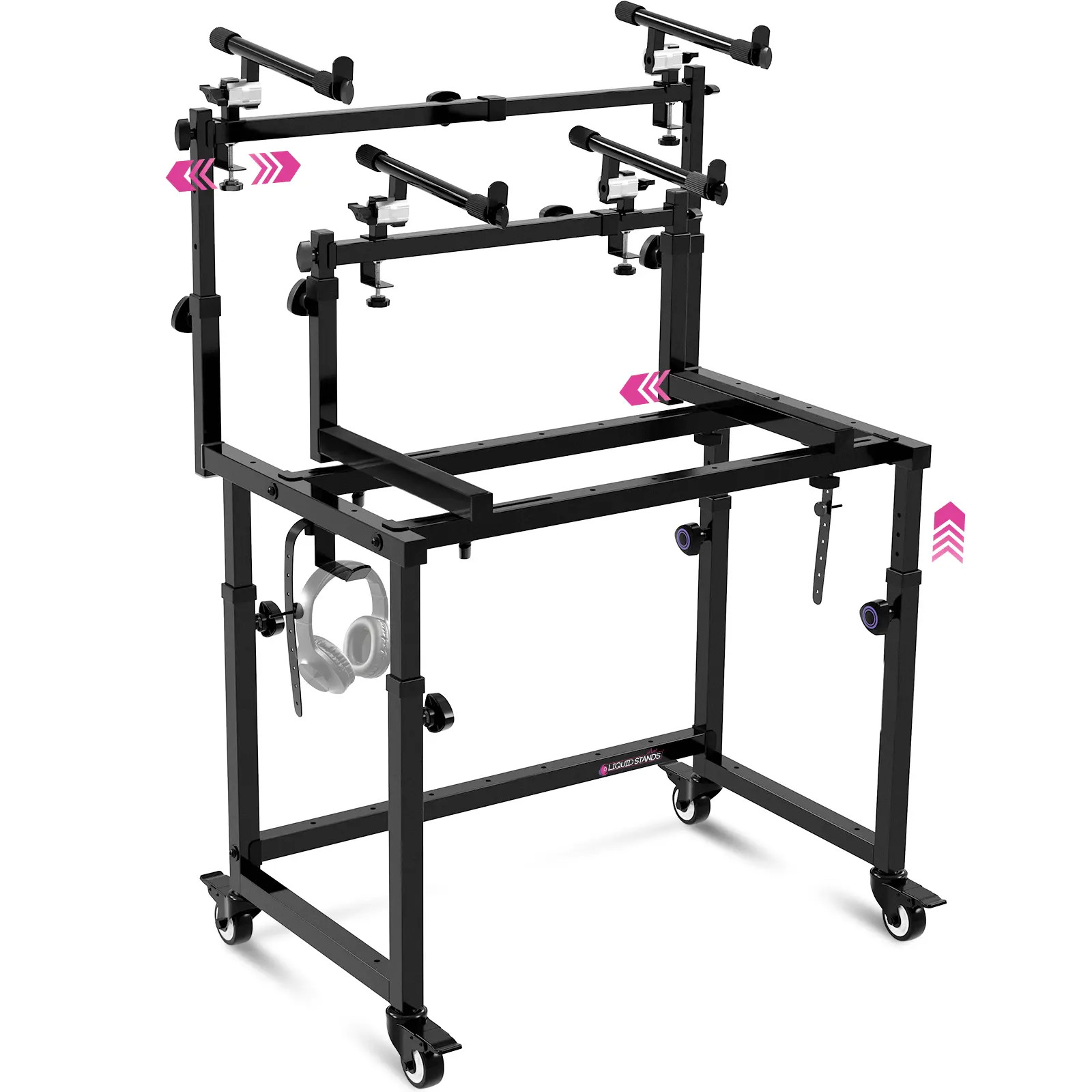 3-Tier Keyboard Stand w/ Wheels - Studio Desk for 49-88 Key Digital Pianos & DJ