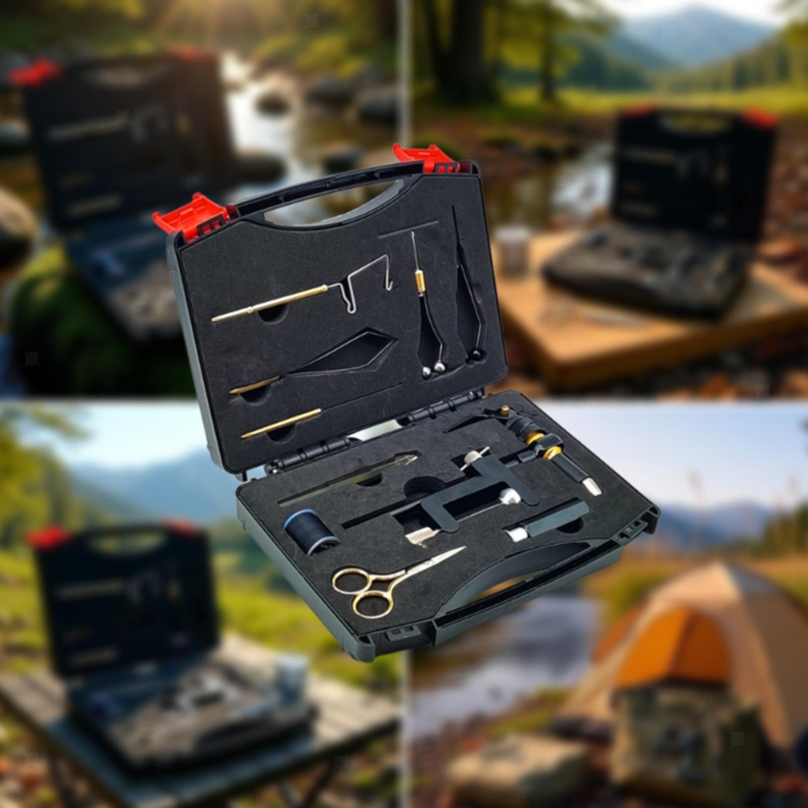 Fly Tying Tool Kit Compact Outdoor Travel Sturdy with Storage Box