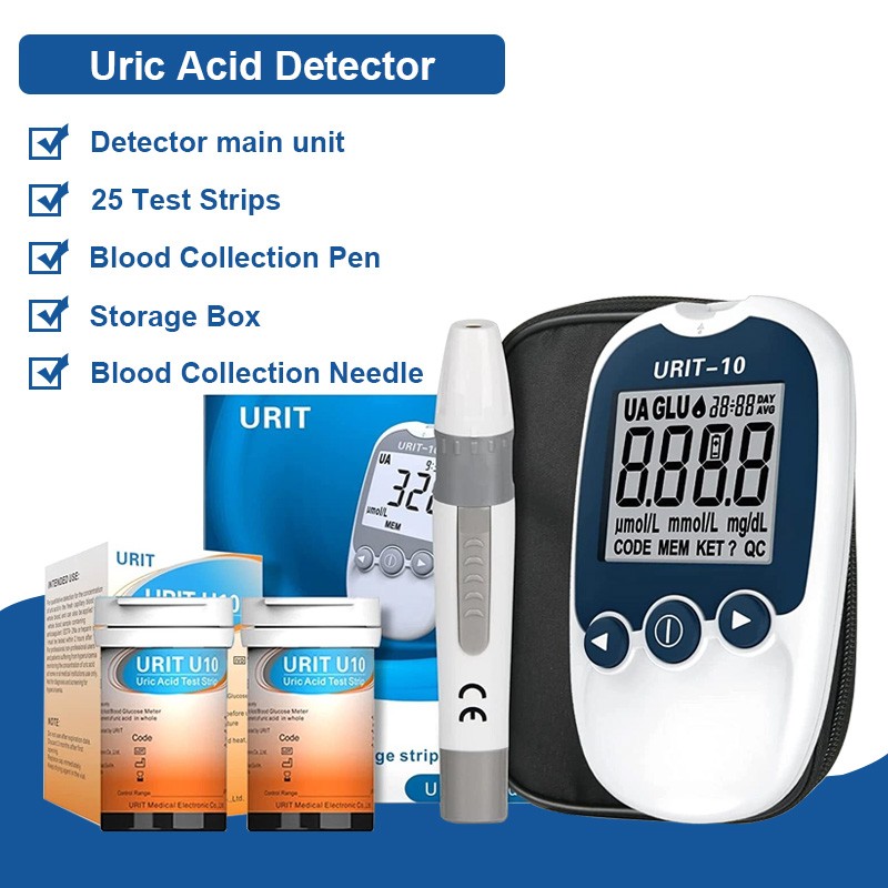 URIT-10 Uric Acid Test Kit With 25 Strips for Home Gout & Kidney Health