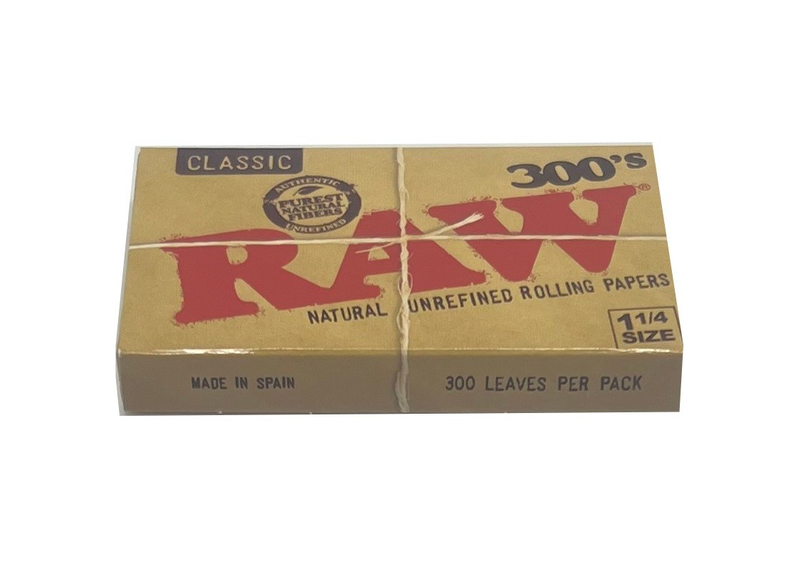 RAW CLASSIC 300'S ROLLING PAPER/ 1-1/4 / 3 PACKS OF 300 LEAVES = 900 LEAVES