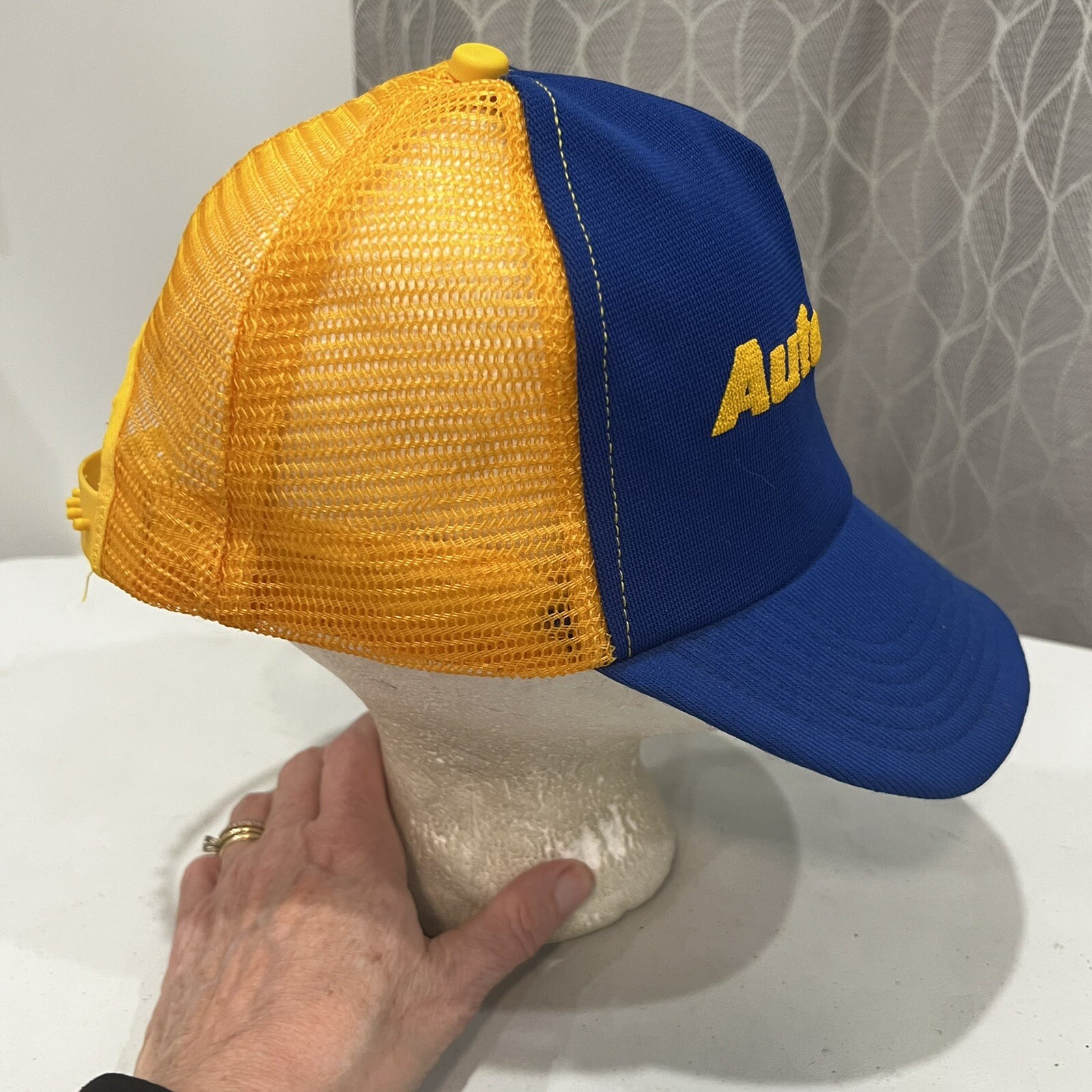 Auto Value Gold on Royal Blue Trucker Hat Cap Gold Mesh Snapback