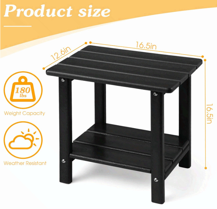 Apolimi Adirondack Side Table 2 Tier Patio End Table 16.5"