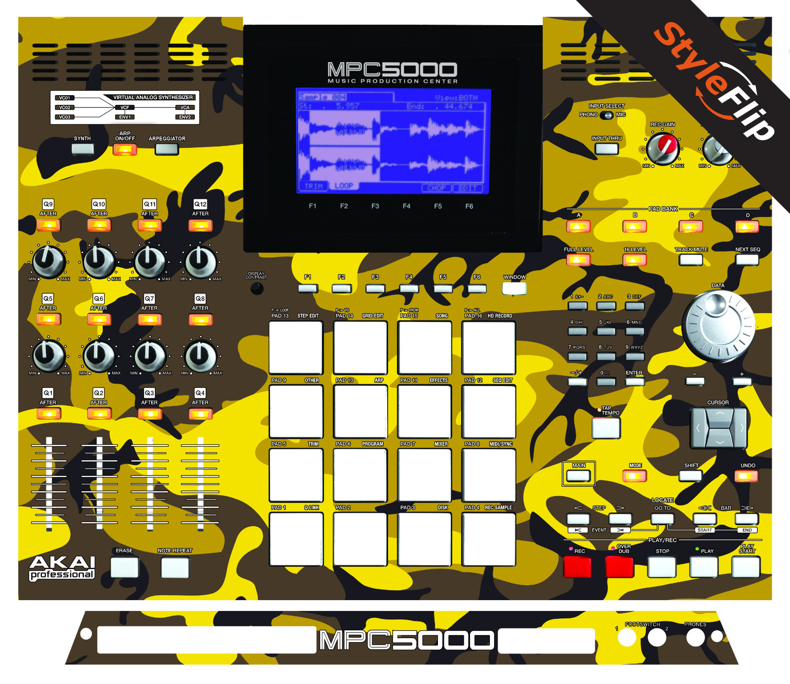 Akai MPC 5000 | Yellow Camo Color | Protective Decal | StyleFlip Skins