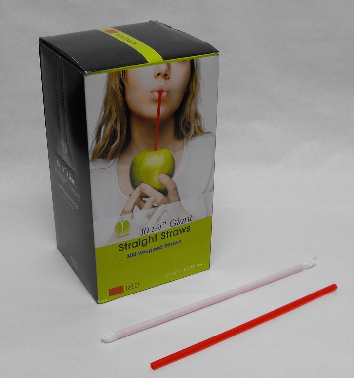 300 piece 10.25" LARGE THICK RED Milk Shake & Smoothie  WRAPPED DRINKING STRAWS