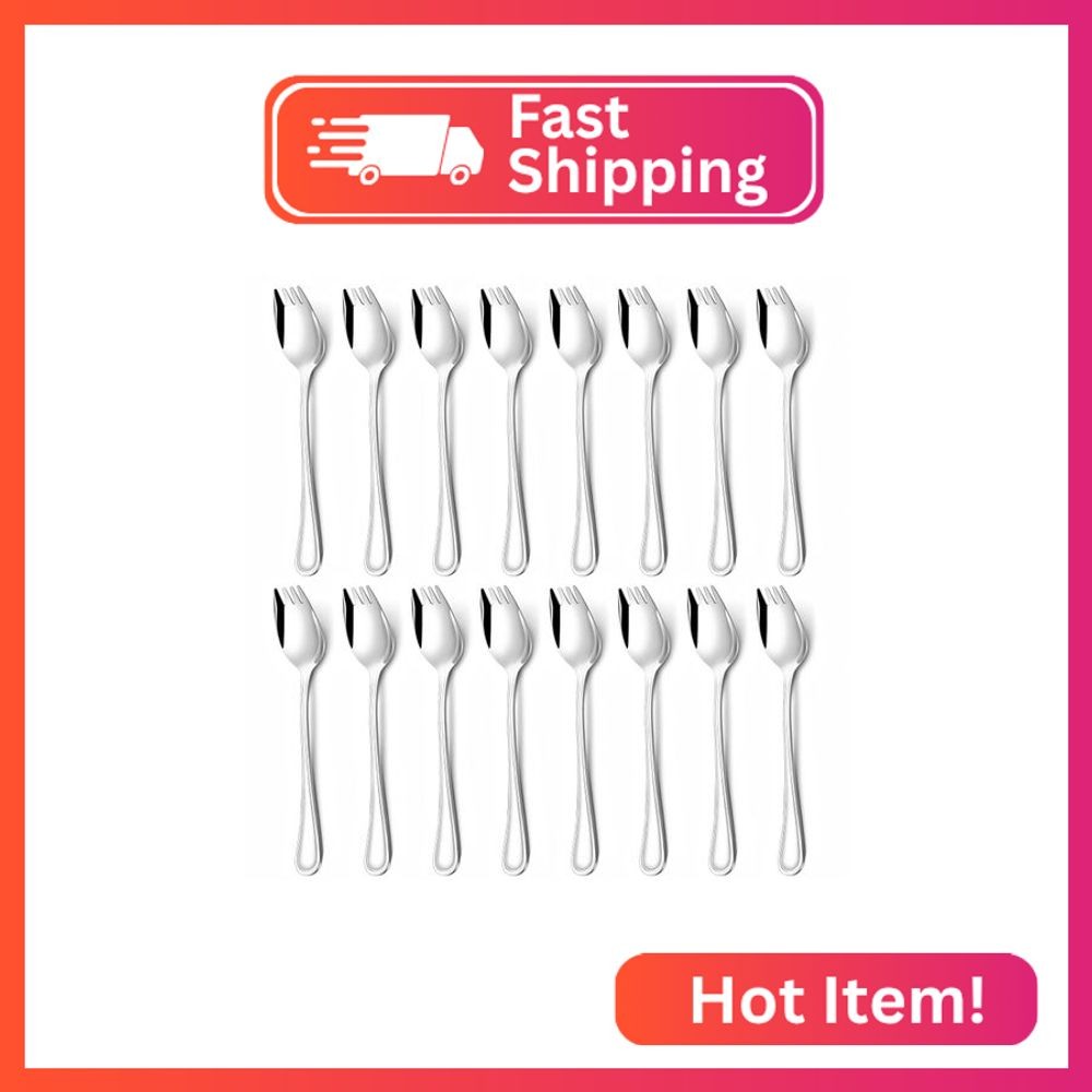 Hunnycook 16-Piece Sporks - Metal Spork Set, 7.1 Inch Stainless Steel Sporks for