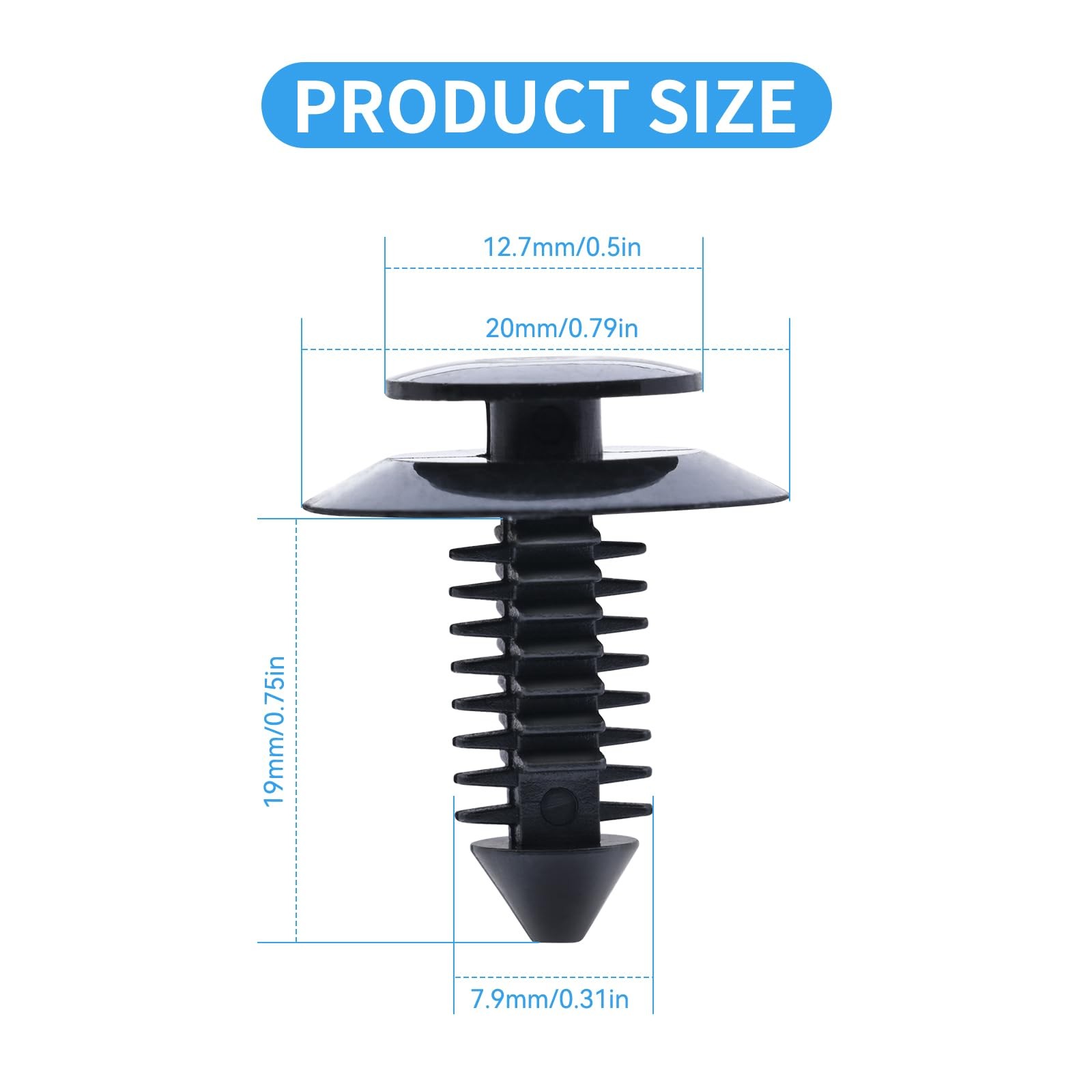 WHALETAIL 30PCS Door Trim Panel Retainers Rivet Fastener One Size, Black