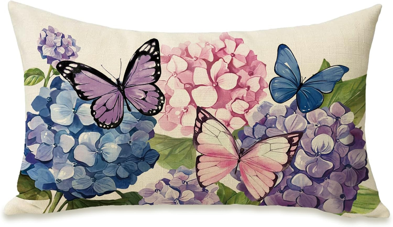 Spring Summer Lumbar Decorative Rectangle Pillow Cover 12 x 20, Hydrangea Flower