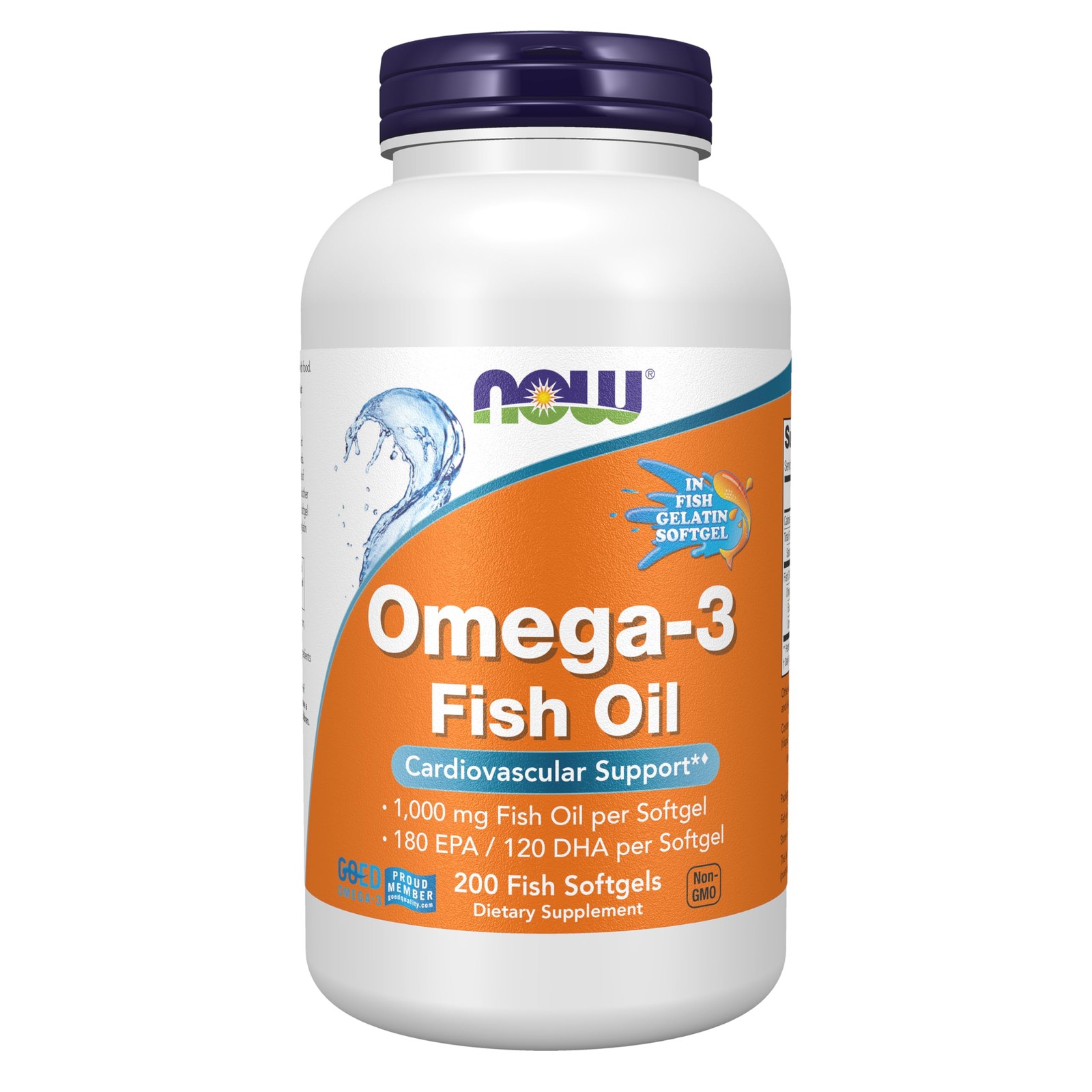 Heart Health Omega 3 Fish Oil - EPA 180 DHA 120 Softgels 200 Count
