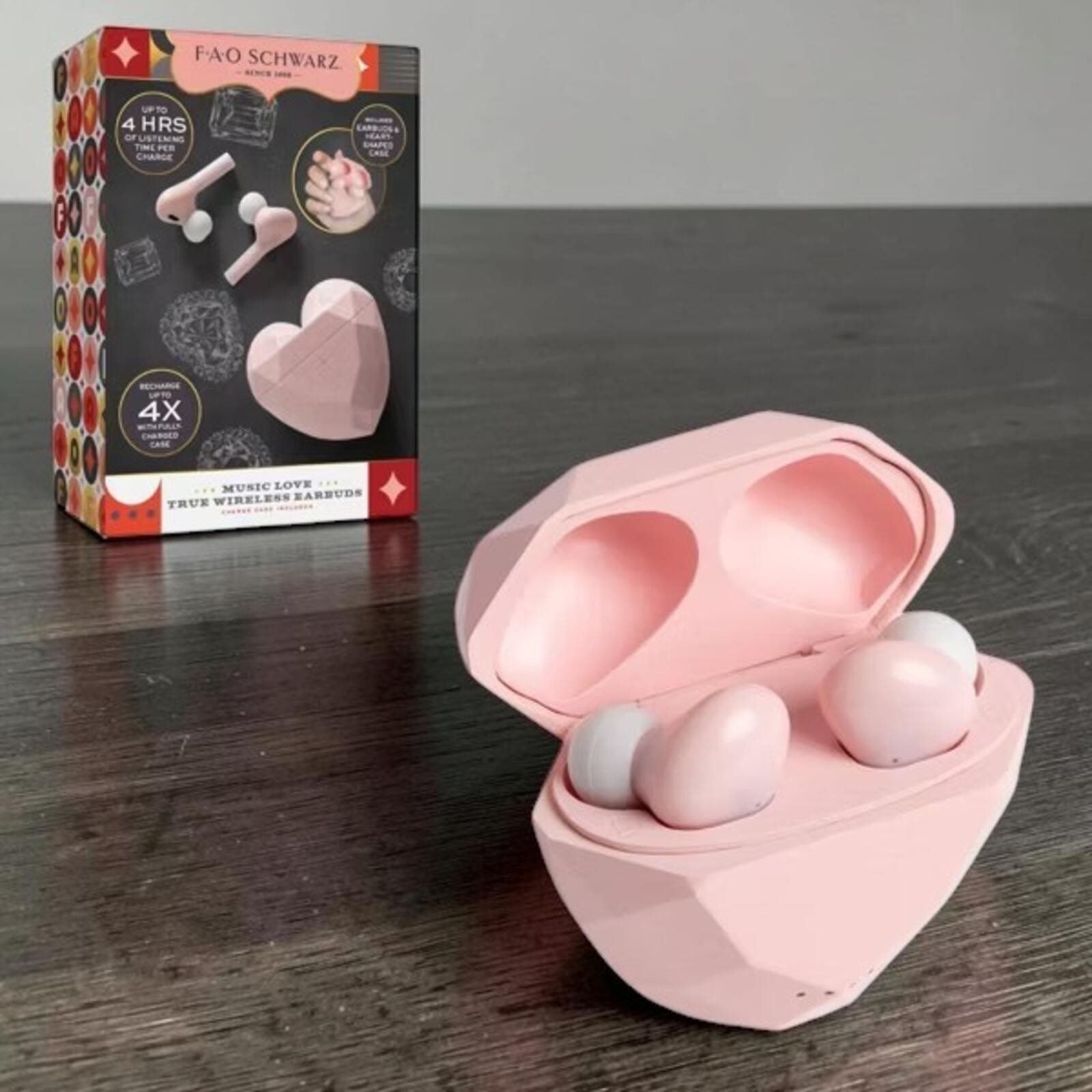 FAO Schwarz Music Love True Bluetooth Wireless Earbuds Pink Heart Case New
