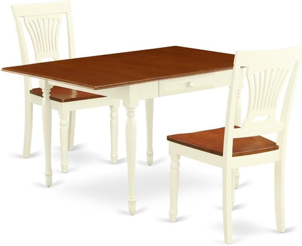 MZPL3-WHI-W 3 Piece Dining Room Table Set Contains a Rectangle Kitchen Table wit