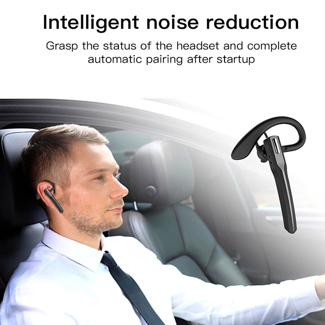 Bluetooth 5.0 Earpiece Wireless Headset Noise Cancelling Earbuds Driving Trucker