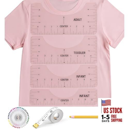 T-Shirt Ruler Guide - Transparent T-Shirt Alignment Tool, Vinyl Alignment 7pcs