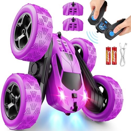 RC Cars Remote Control Car for Girls, 2.4 GHZ Double Sided RC Stunt Car Purple