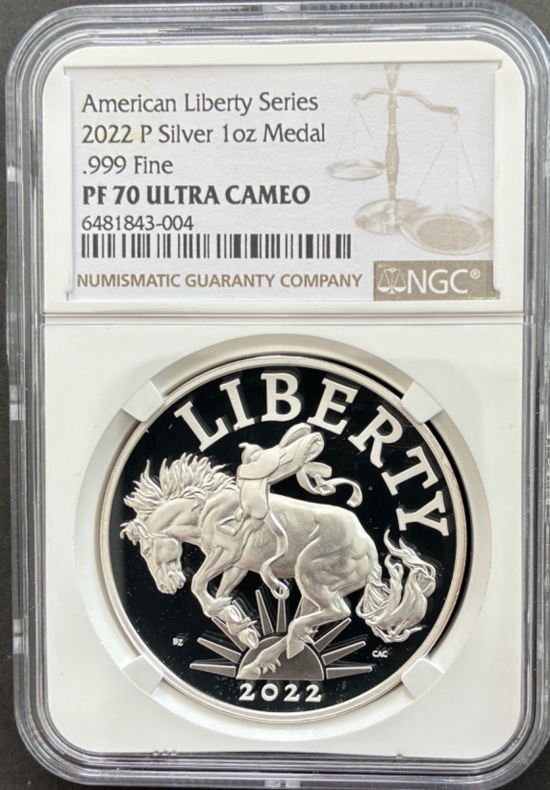 American Liberty Series 2022 P Silver 1 Oz Medal .999 Fine PF 70 Ultra Cameo