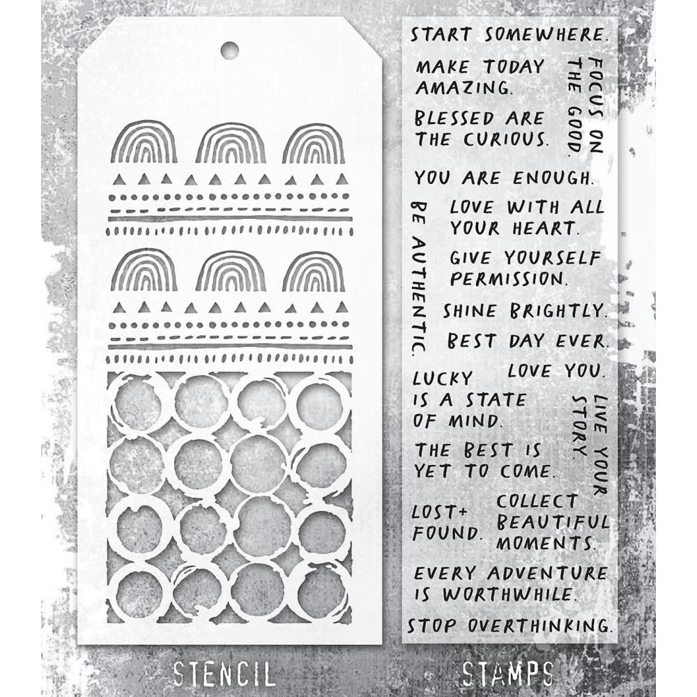 Stampers Anonymous Mixed Media Stamps & Stencil - Set #62, THMM162 by Tim Holtz