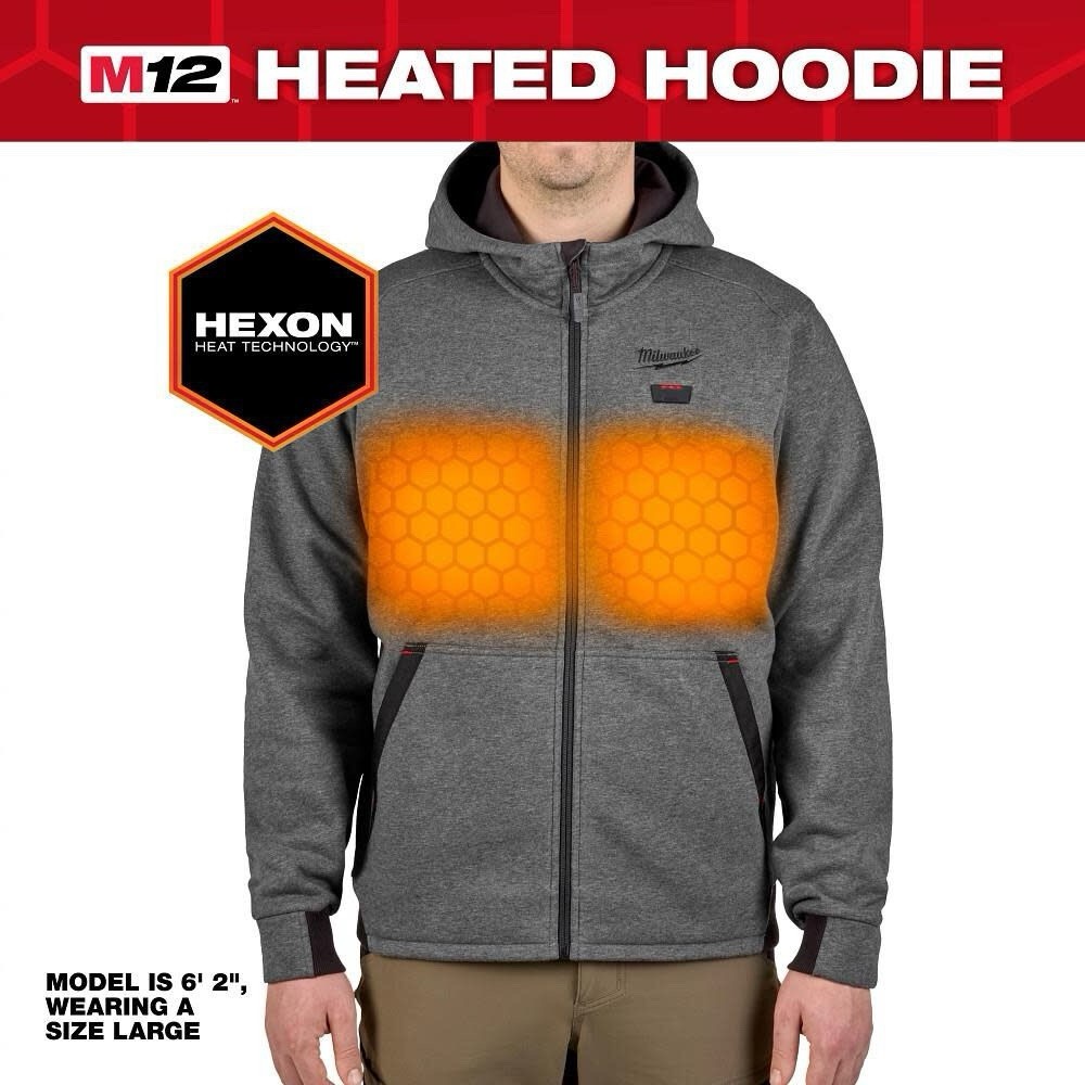 Milwaukee M12 Heated Hoodie Gray - (Hoodie Only) No Adapter & No Battery Size XL