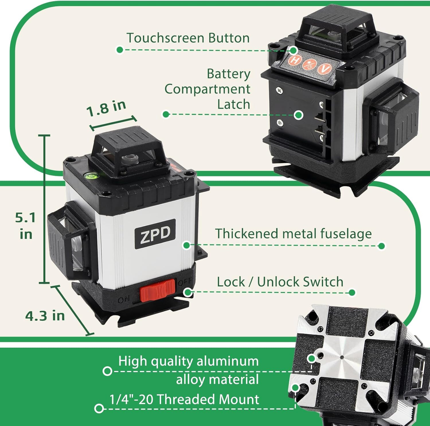 LASER LEVEL - LASER LEVEL WITH TRIPOD - 4 X 360 SELF LEVELING LASER TOOL