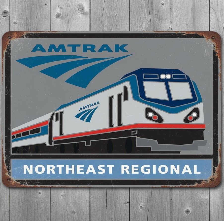 Amtrak Train Northeast Regional 8 x 12 Vintage Novelty Metal Sign Made In USA