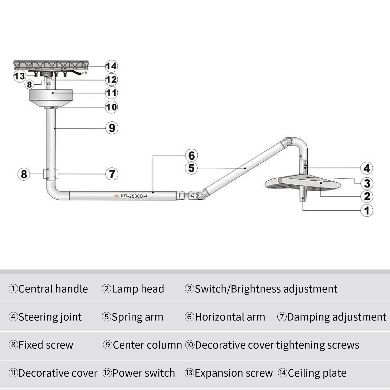 KWS 80W 45 LEDs Dental Surgical LED Shadowless Light Ceiling Mounted Vet Light