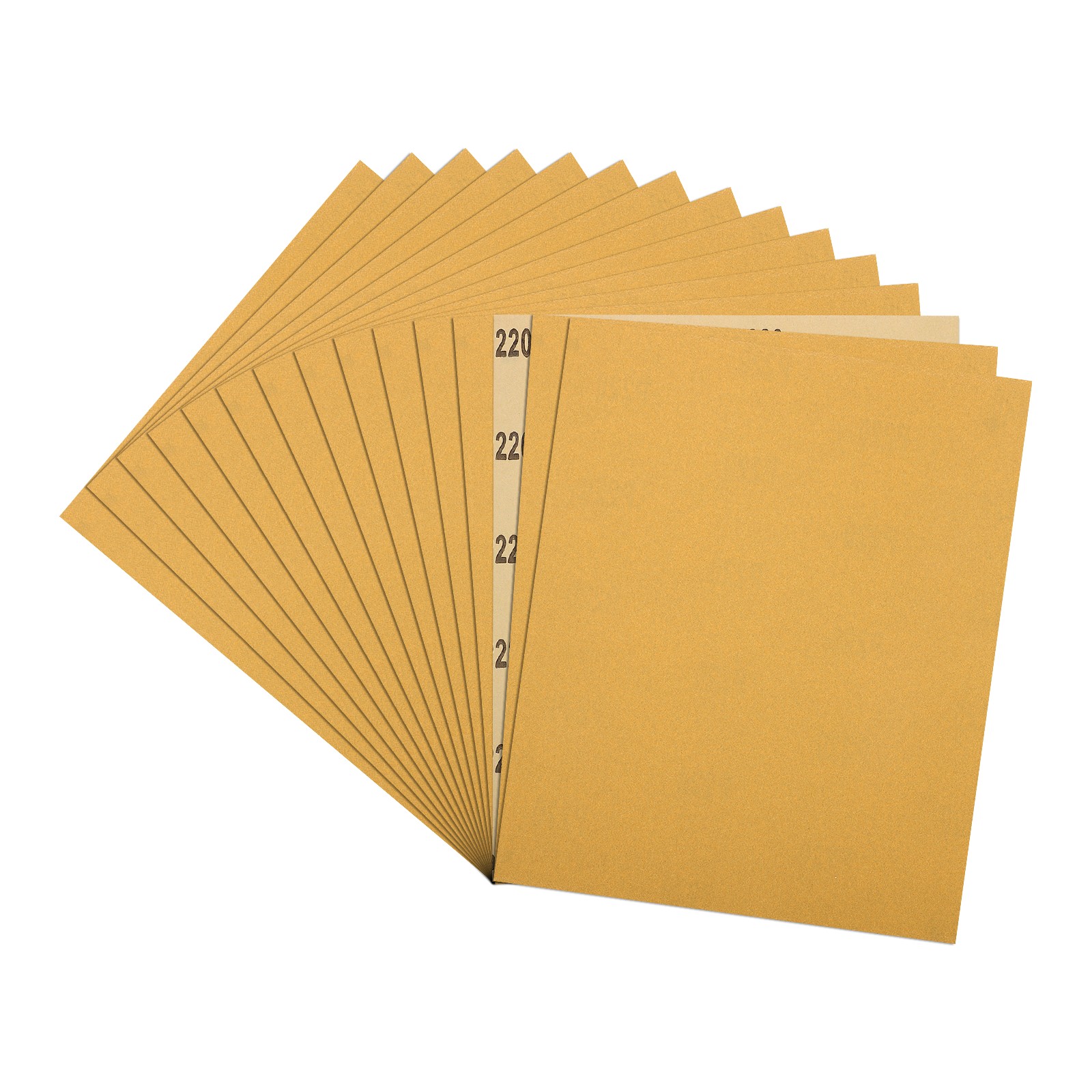Sandpapers (9" x 11"/229mm x 279mm) 15 Sheet, 220 Grit Gold Sand Paper