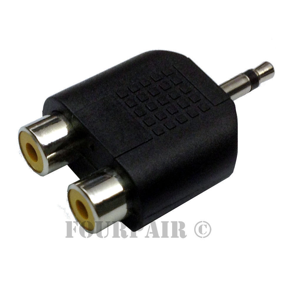 5 Pack - Dual RCA Female Jacks to 3.5mm 1/8" Mono Male Y Splitter Audio Adapter