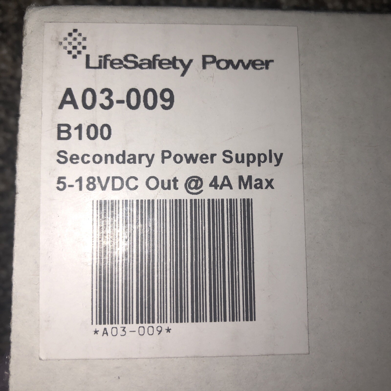 LifeSafety Power A03-009 B100 Secondary Power Supply Module NIB