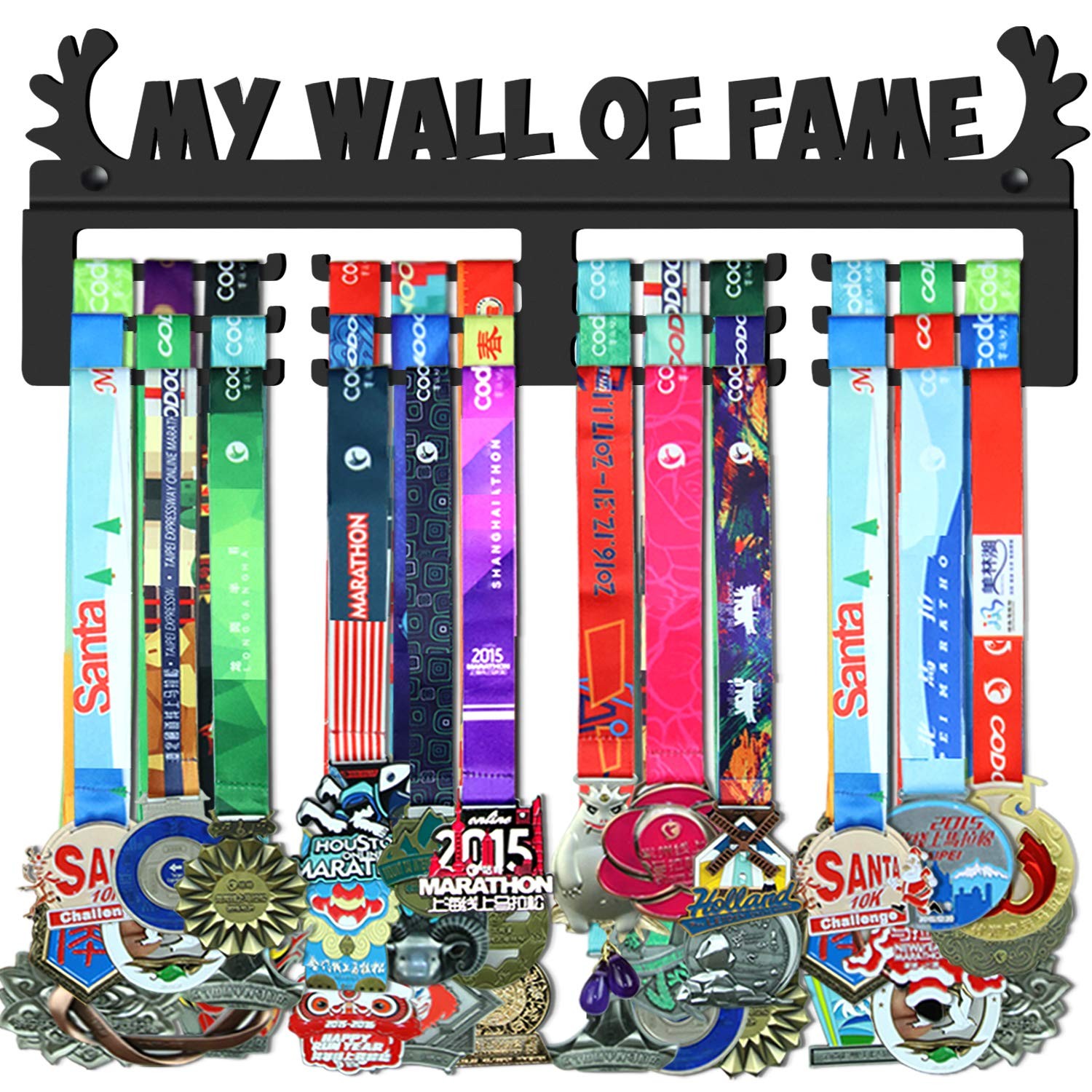 My Wall of Fame Medal Holder Display Hanger Rack,Sturdy Black Steel Metal,Wal...
