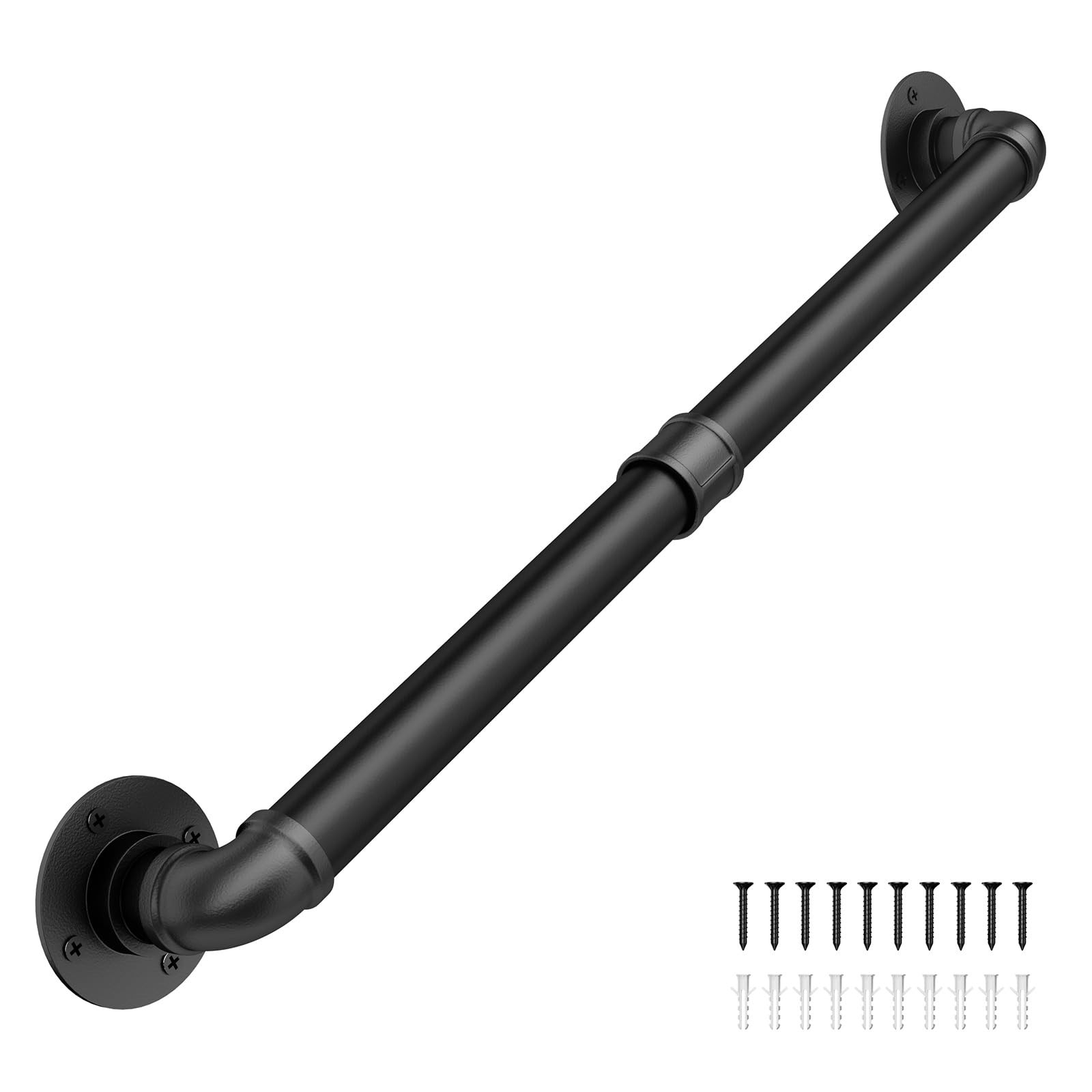 Abiglifty 3FT Pipe Handrail, Hand Rails for Indoor Stairs, 90cm (3FT), Black