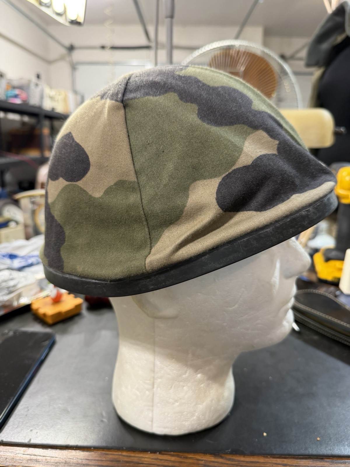 Vintage WWII French F1 Combat Helmet Rare CCE Camo w/ Ghillie Cover Complete