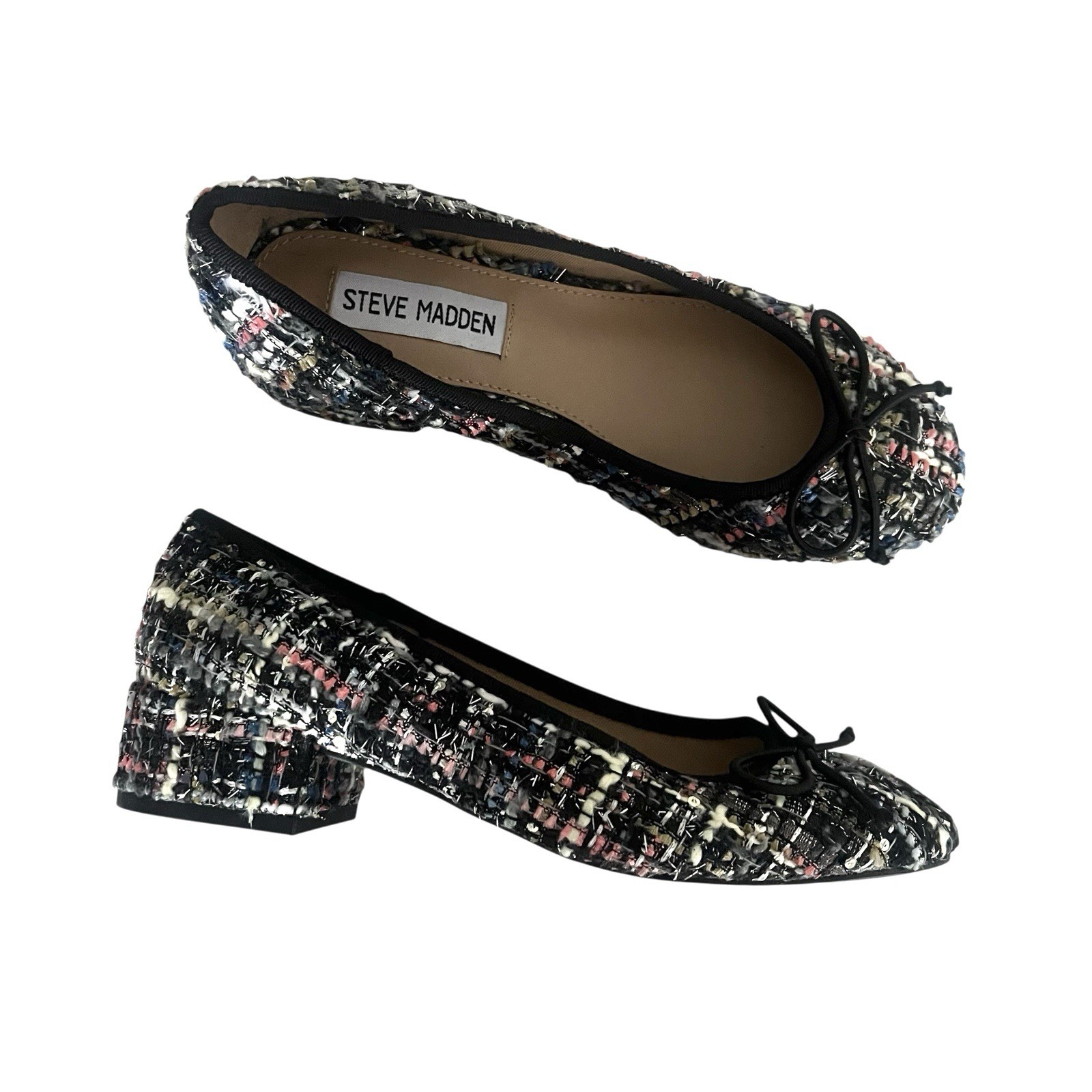 Steve Madden Cherish block-heel ballet flat Size 5 tweed old money preppy Shoes
