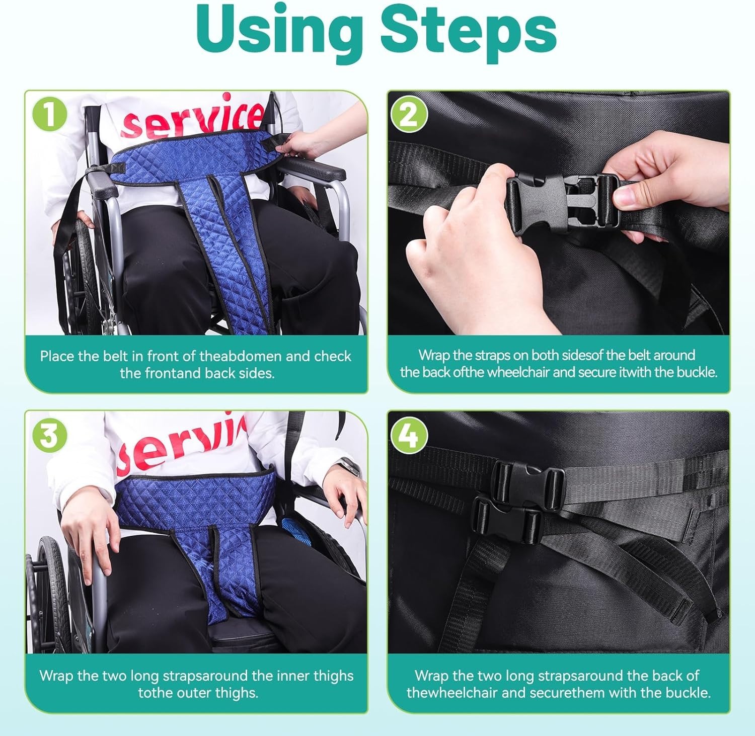 Multi-Buckle Wheelchair Safety Belt-Adjustable Medical Strap for Elderly&Disable