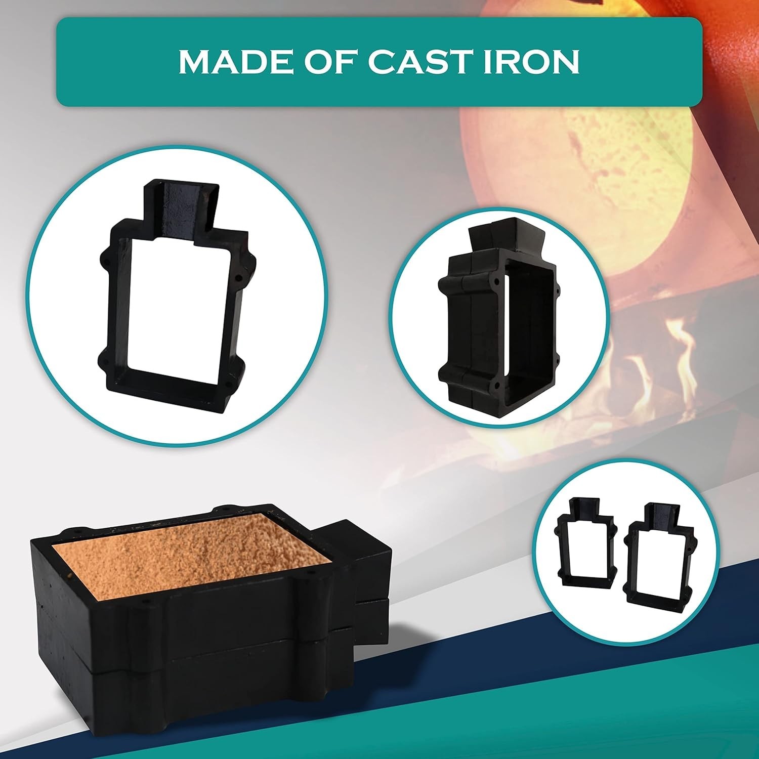 Durable 2-Part Cast Iron Flask Mold for Jewelry Casting - Precision Tool 4.5x3x2