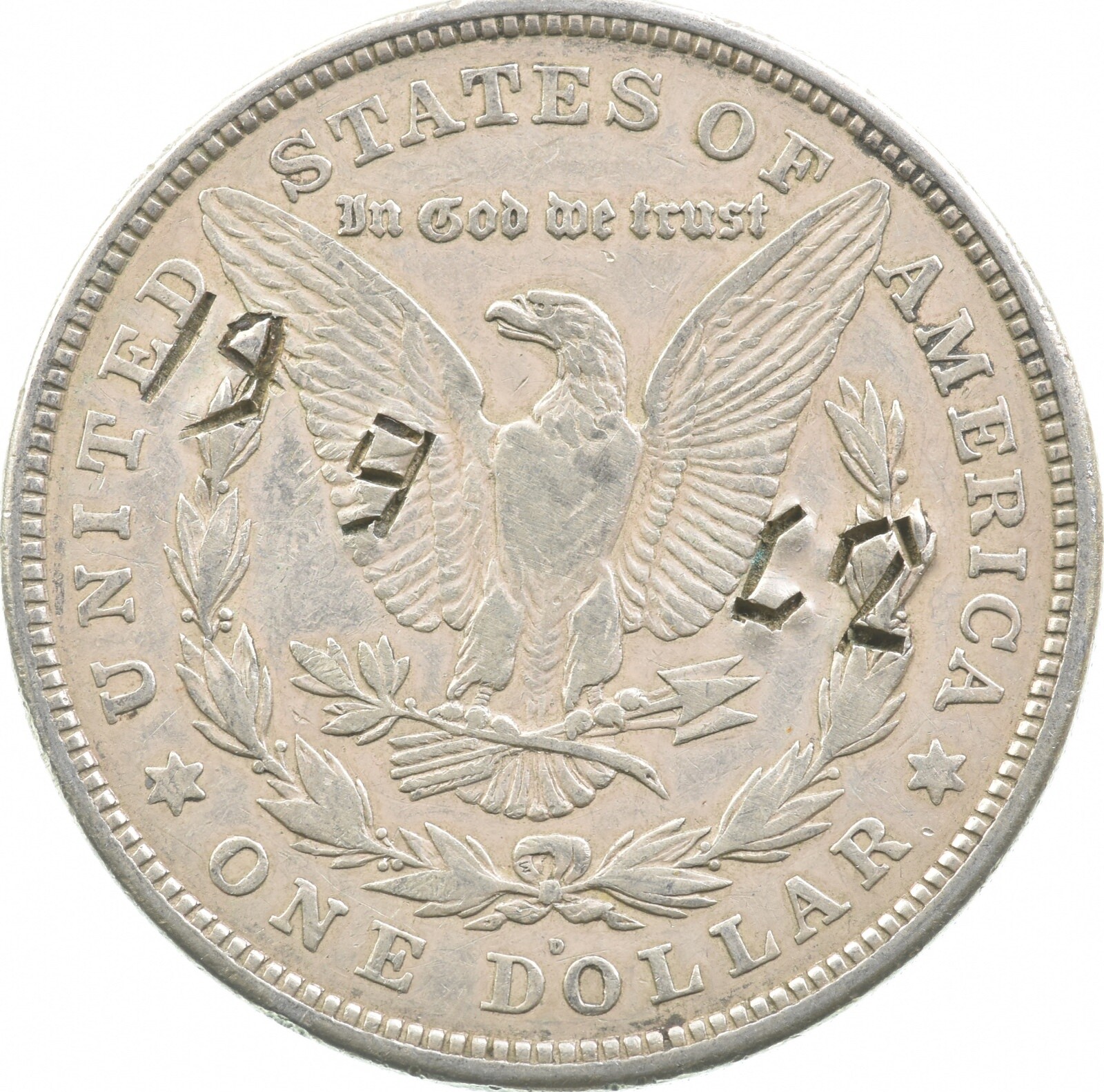 1921-D Morgan Silver Dollar "Luther" Chopmarked *2823