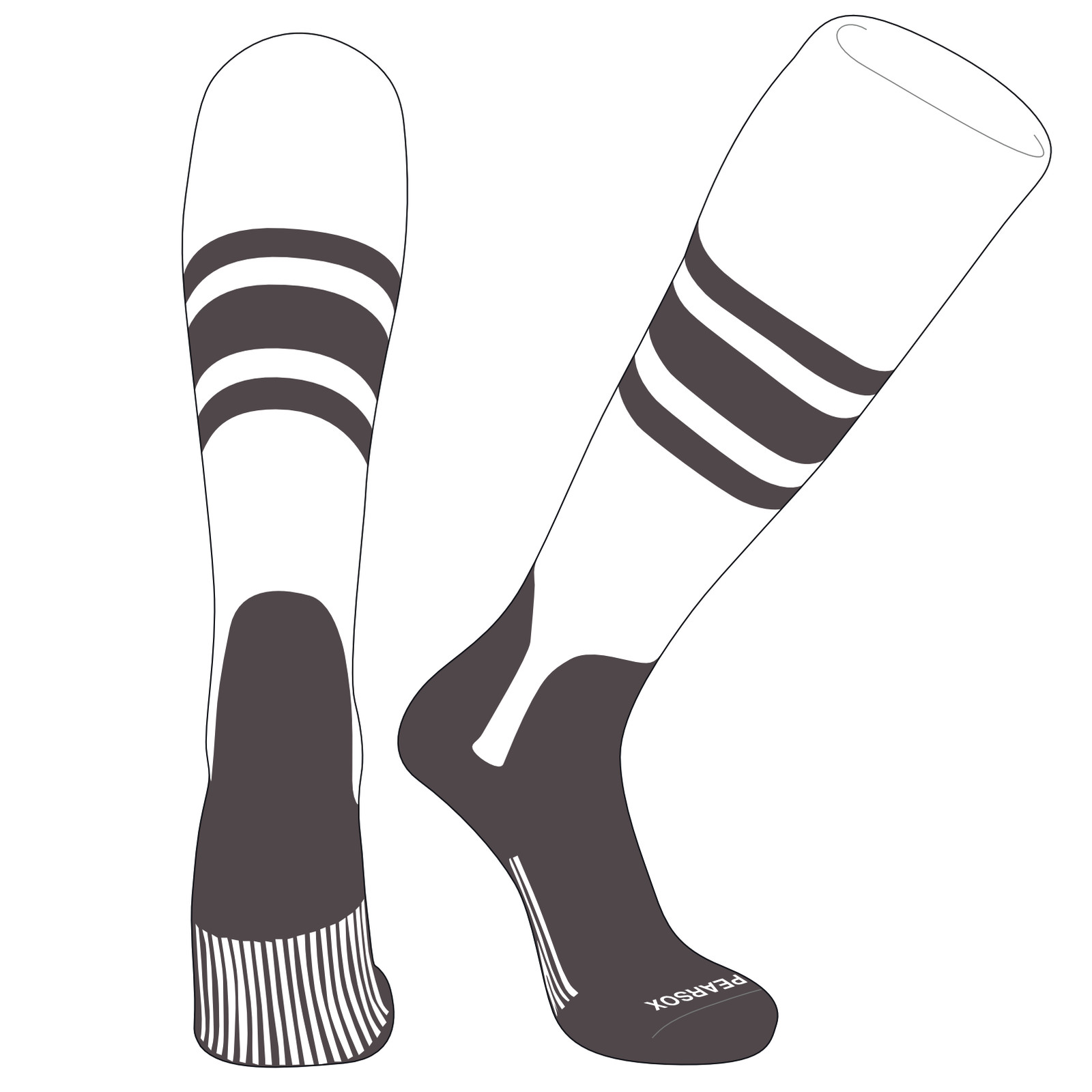 PEAR SOX OTC Baseball Softball Stirrup Socks (B, 5in) White, Graphite,