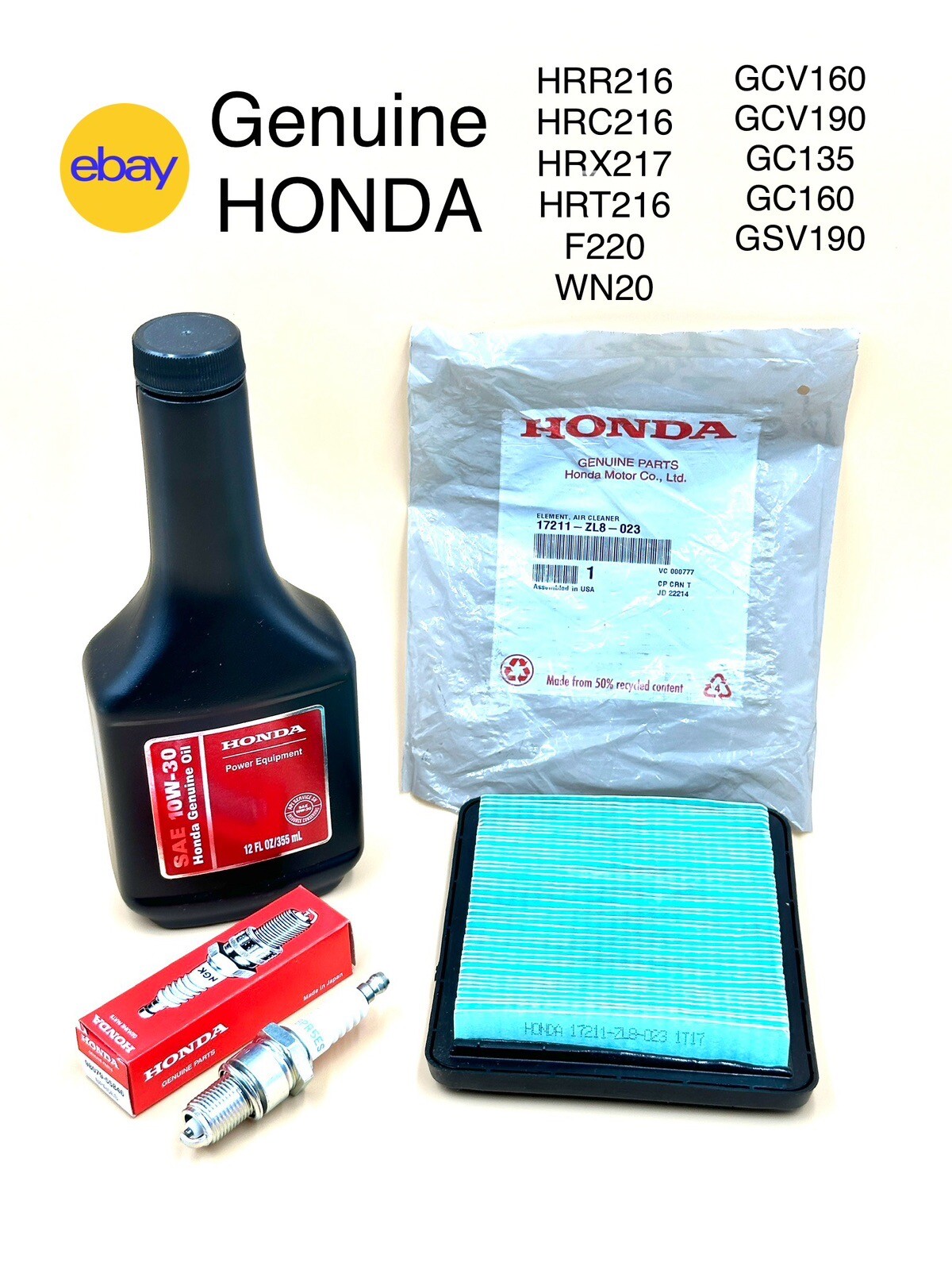 GENUINE HONDA GCV135 GC160 GCV160 GCV190 TUNE UP KIT LAWNMOWER FILTER PLUG OIL