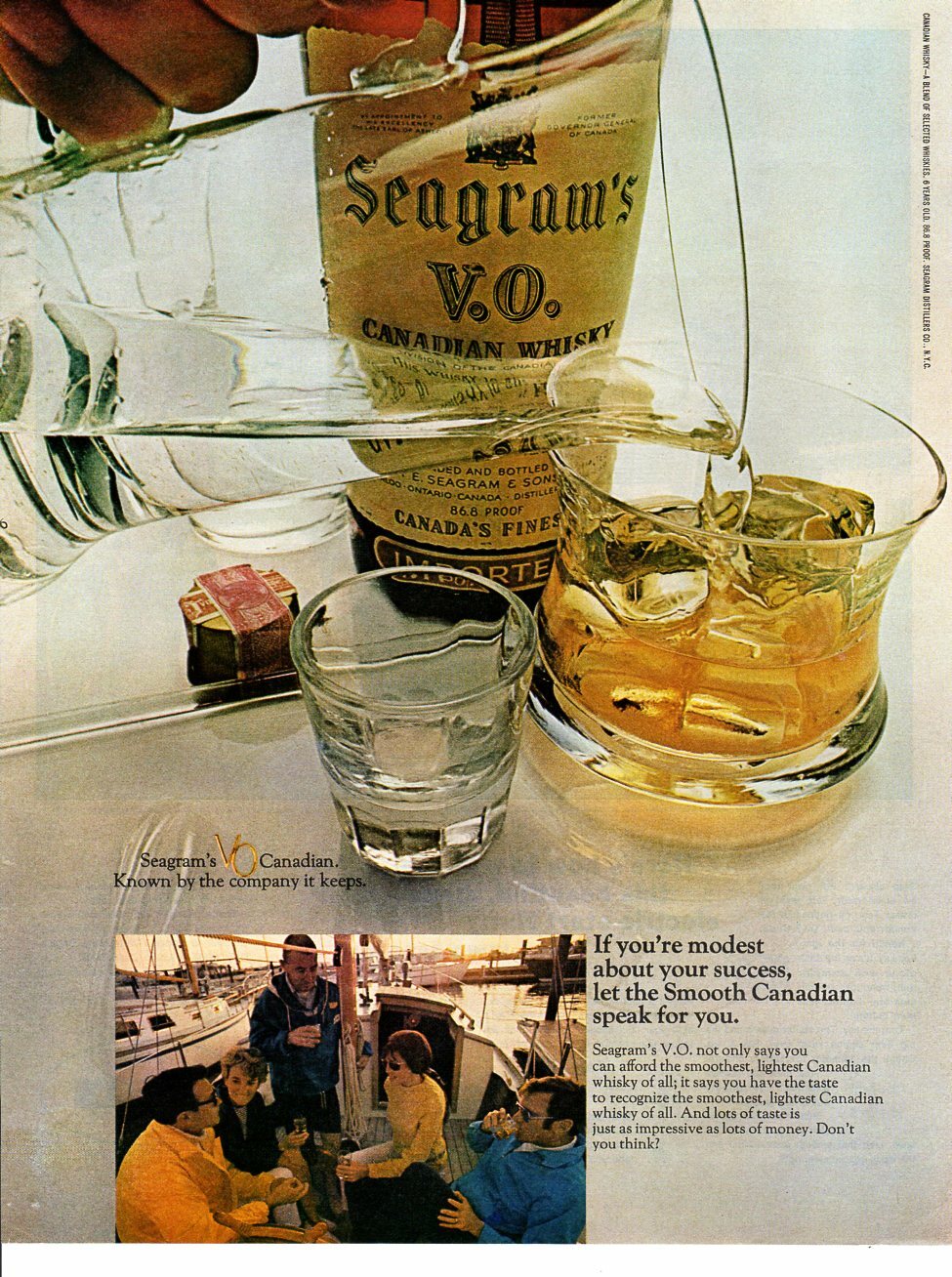 Vintage advertising print Alcohol Seagram's V.O. If You're Modest about success