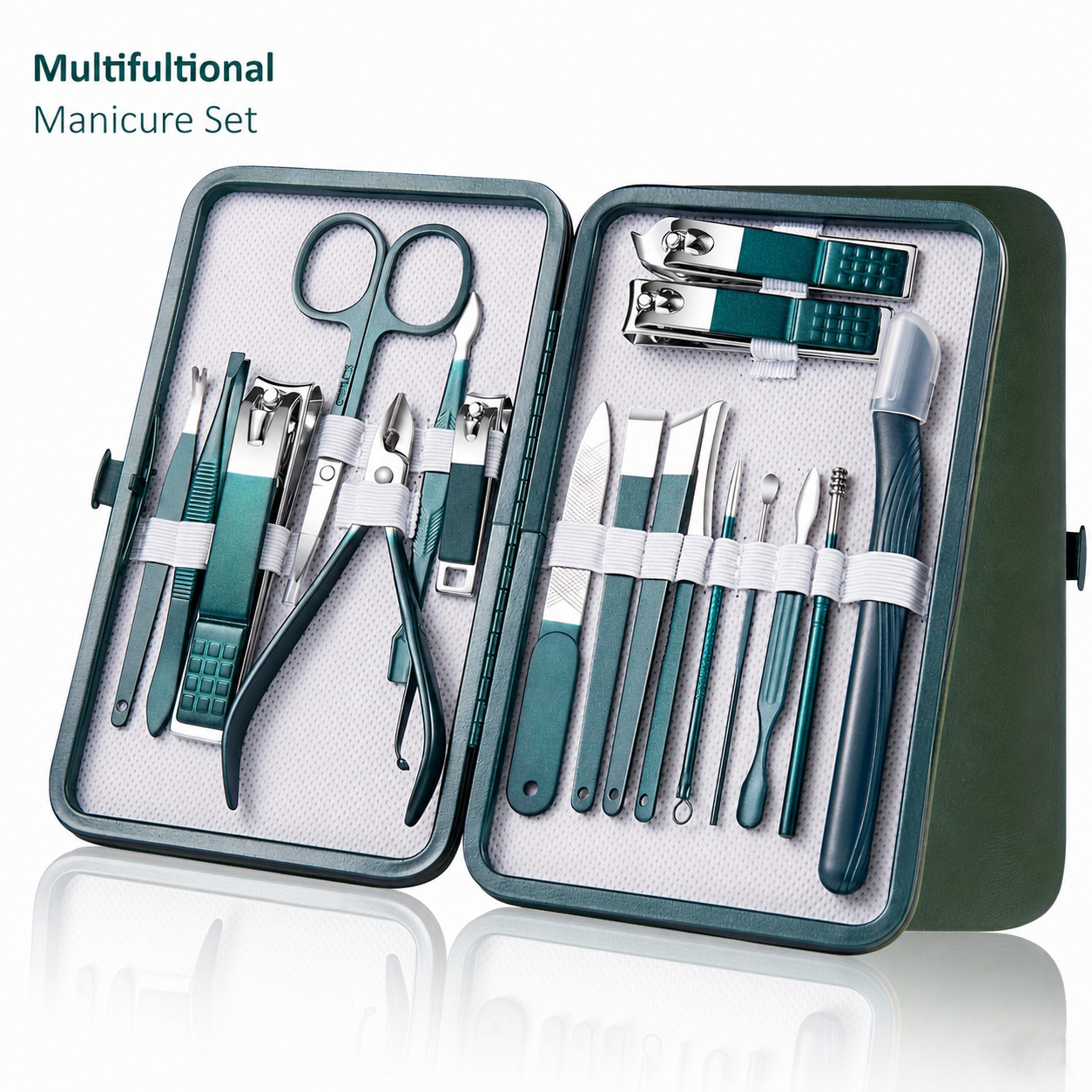 10/18 Pcs Professional Manicure Pedicure Set Nail Clipper Grooming Kit Case