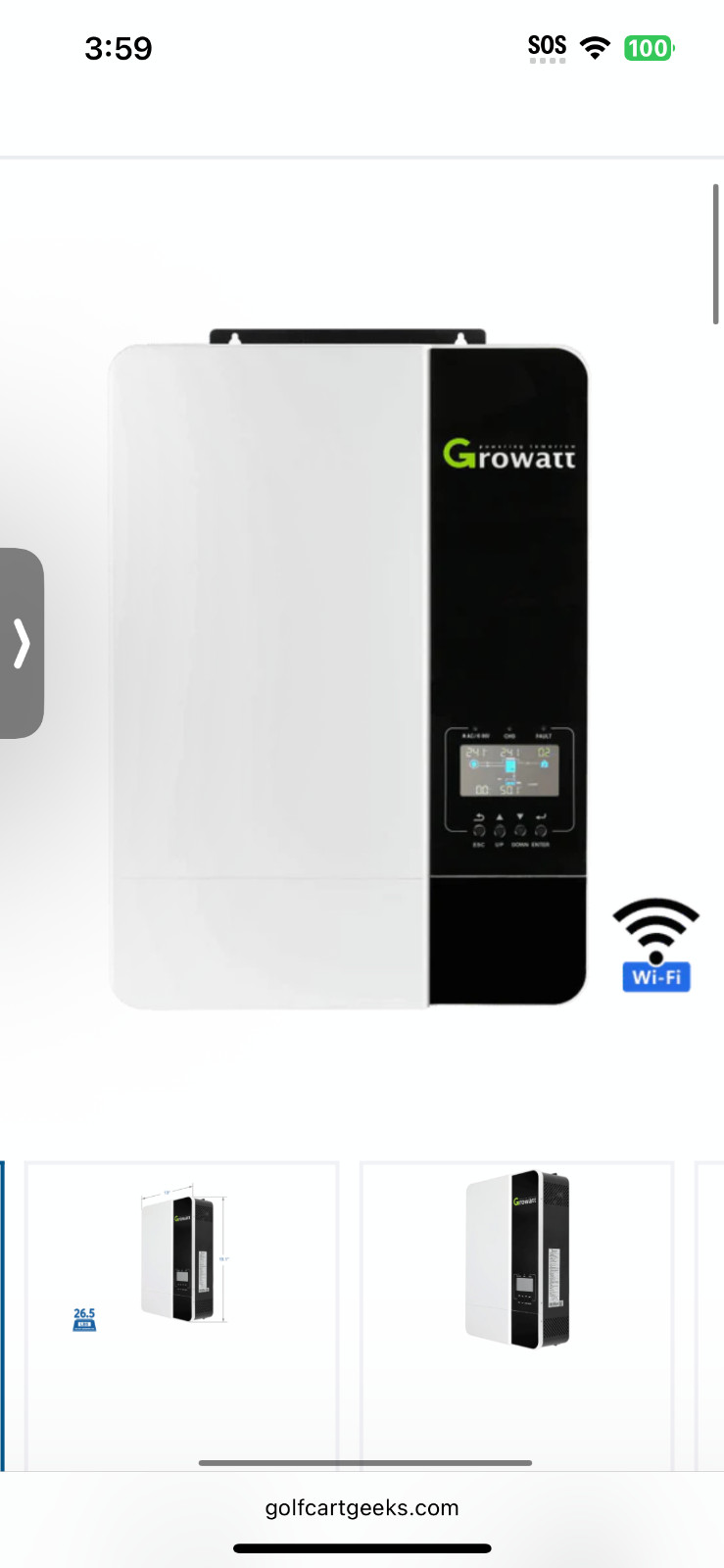 Growatt SPF 3000TL LVM-ES  80A 120V PV Off Grid Solar Inverter stackable 48V