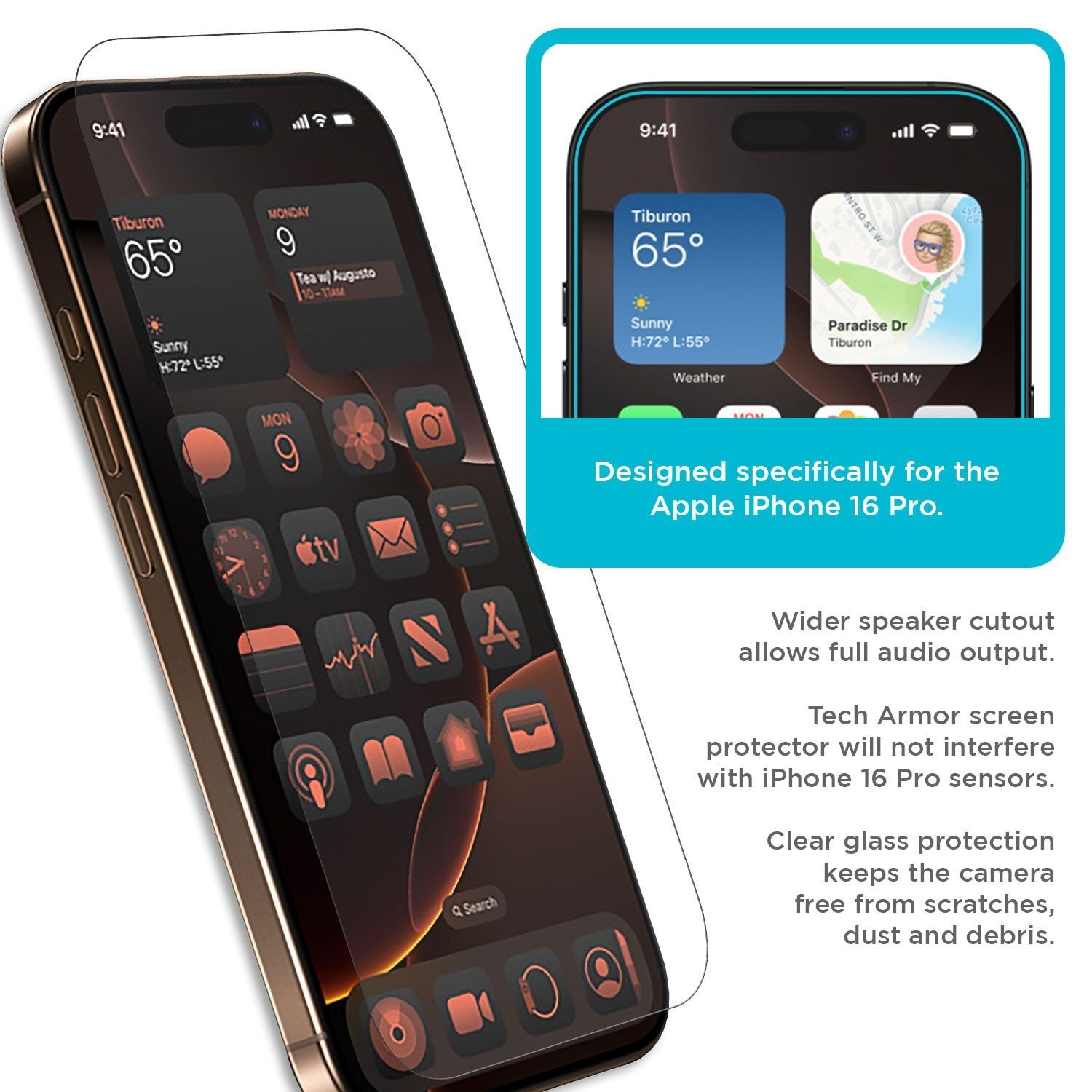 Tech Armor Ballistic Glass Screen Protector for iPhone 16 Pro - 3 Pack