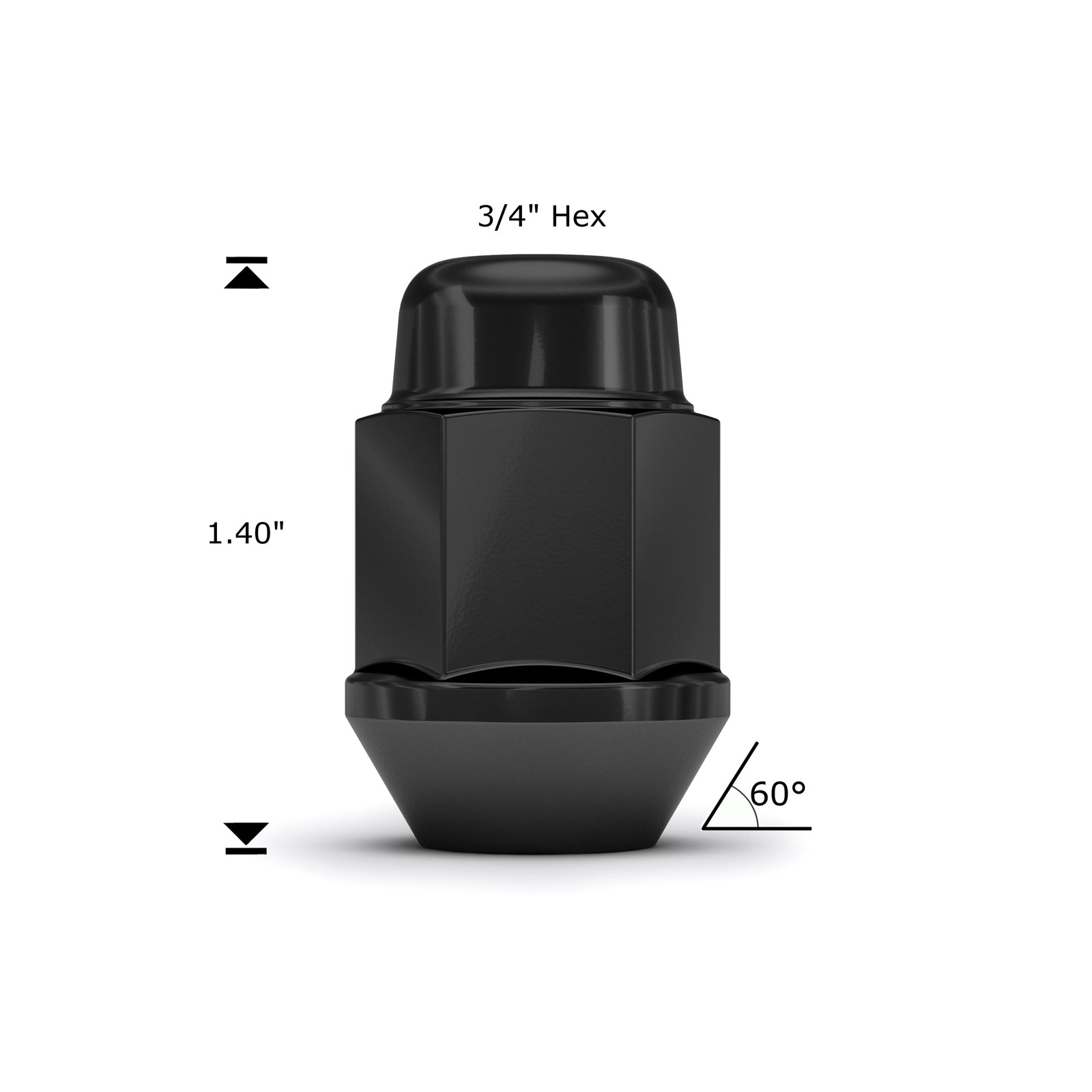 951704SBK Black Chrome 1/2"-20 Bulge Acorn Lug Nut 20 Pack