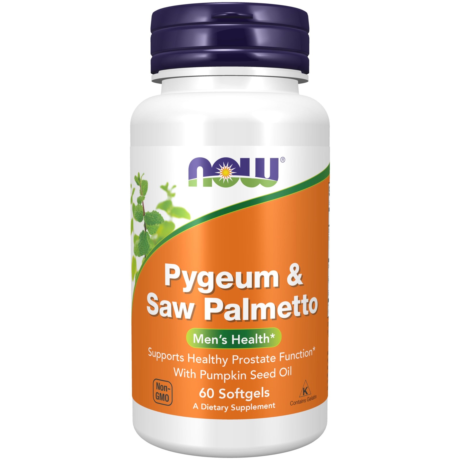 NOW Foods Supplements, Pygeum & Saw Palmetto with 60 Count (Pack of 1), Brown