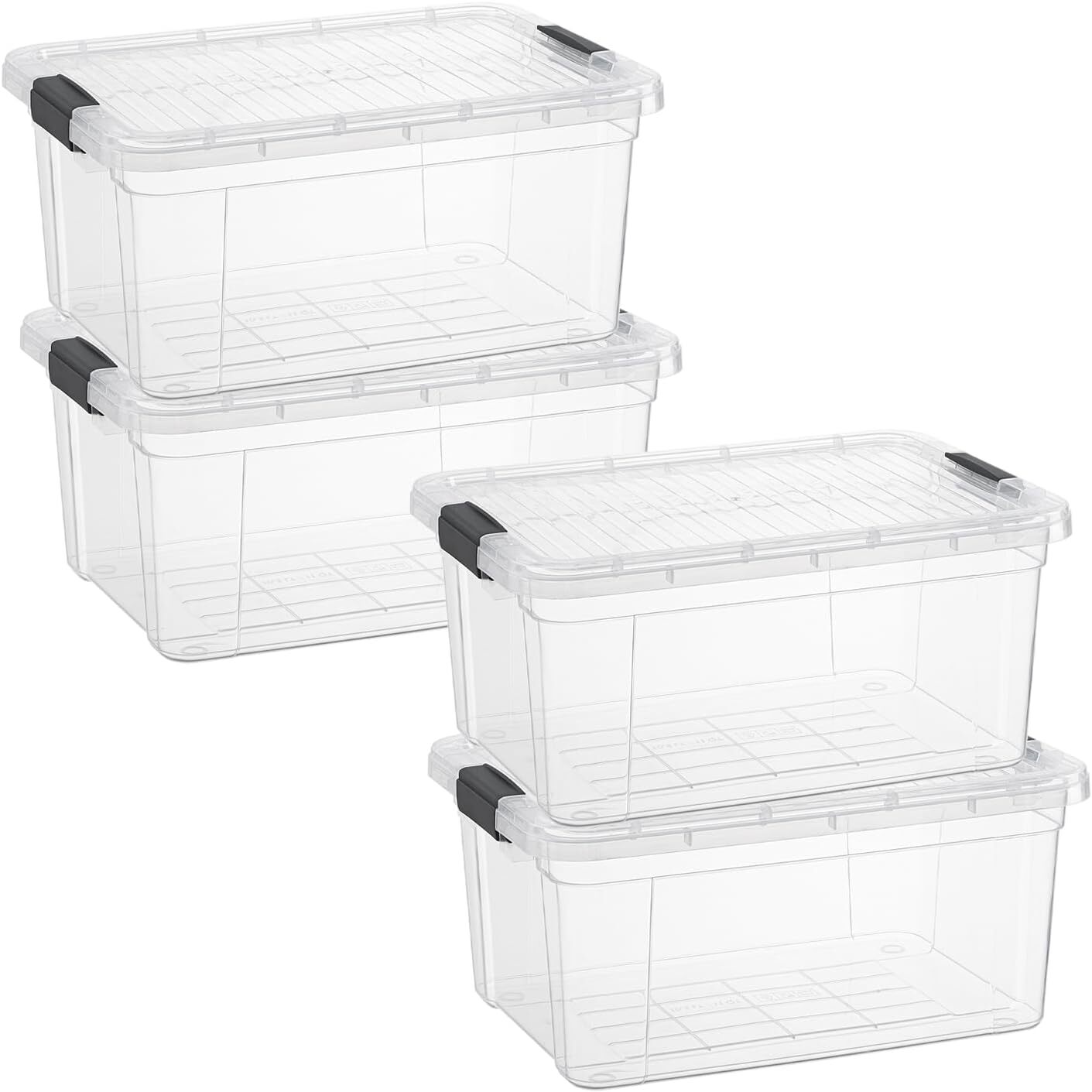 Superio Clear Storage Bins with Lids, 4 Pack- Plastic Storage Boxes - 21 Quart