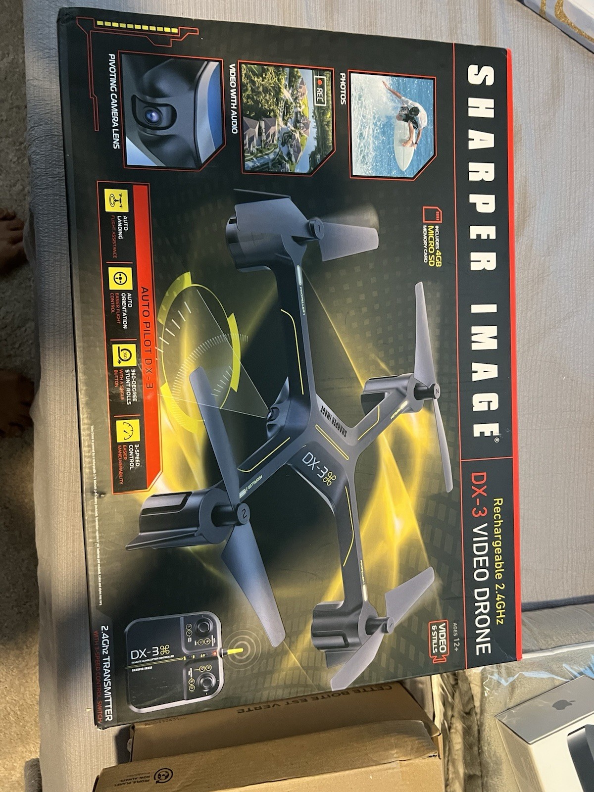 Sharper Image DX-3 Video Drone Quadcopter with Camera, 2.4GHz, Controller