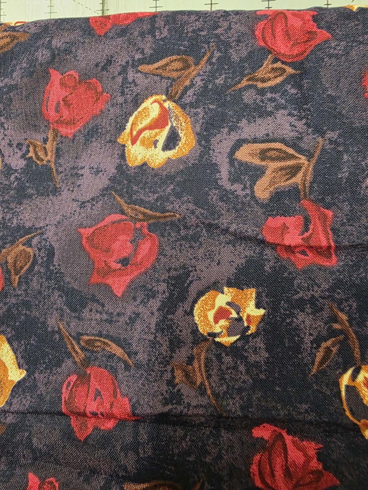 Cotton Floral Rose On A Dark Purple Background.  44 In Wide.  F9