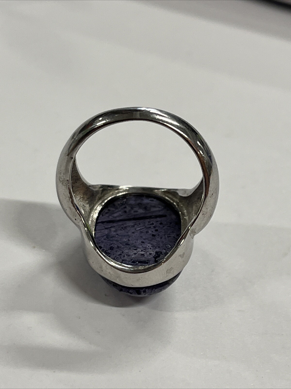 Large Purple Stone Ring Hand-Crafted Sterling Silver Size 8