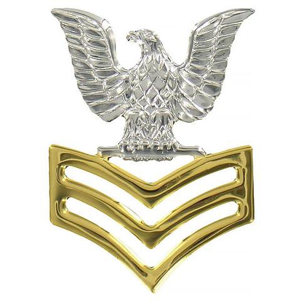 Navy Cap Device E6 Good Conduct  silver eagle gold chevrons