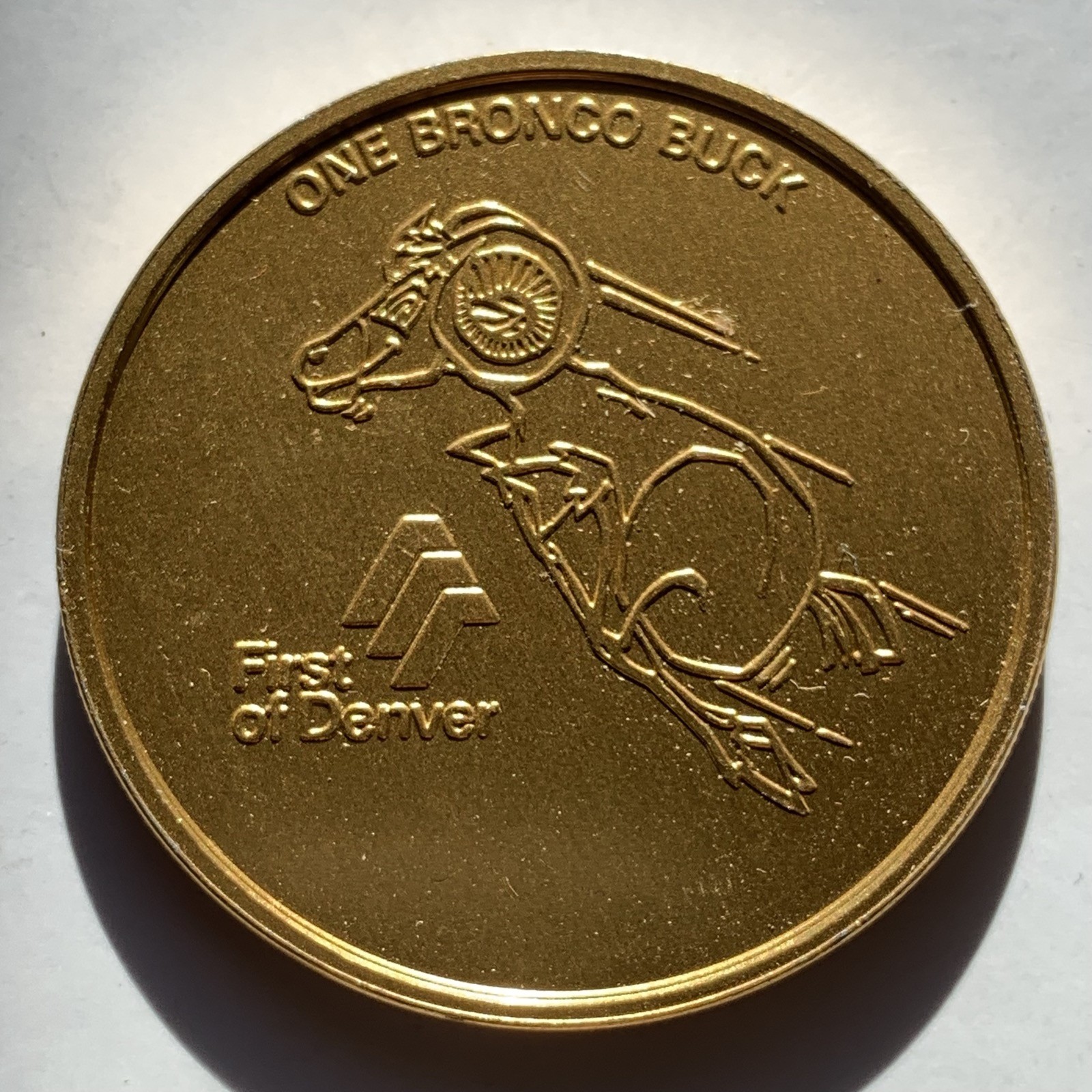 Colorado, Denver First of Denver Bronco Buck Aluminum Gold 1979 Schedule 702137
